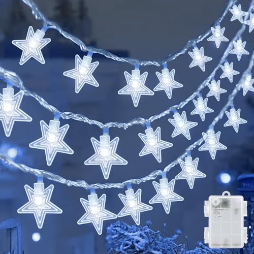 cshare Sterne Lichterkette Außen Batterie, 6M 40LED Fünfzackiger...