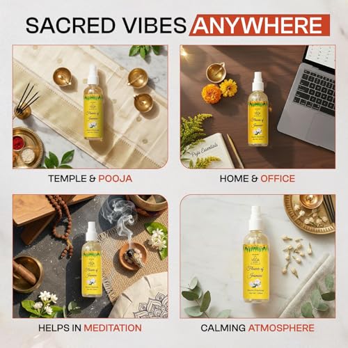 Image of Welburn Veda&Co Room Freshener | Long Lasting Spiritual Aroma Spray for Home, Office & Puja Room | Divine Puja Room & Home Fragrance (Temple, Golden Flower, Jasmine - 100 ml Each)