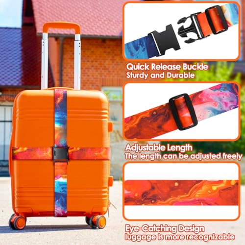 Image of Gutsdoor Luggage Straps for Suitcases Adjustable Travel Belt, Connector Holds Suitcase Bright Colorful Identifiers Travel Bag Accessories (Sun Orange)