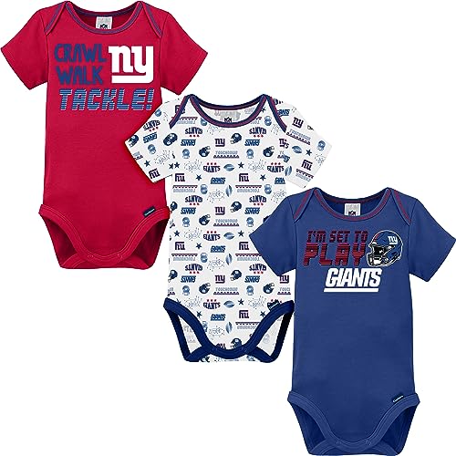 Image of Gerber NFL unisex-baby Nfl Team 3 Pack Short Sleeve Onesie Bodysuit