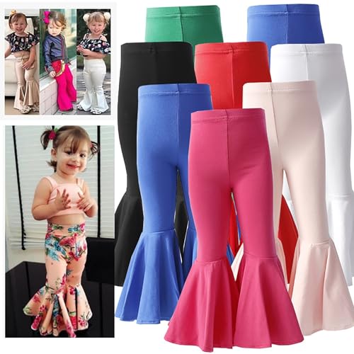 Girl's Solid Causal Flare Leggings Kids Stretchy Yoga Pants High Waisted Bell Bottoms Toddler Active Sport Pants3