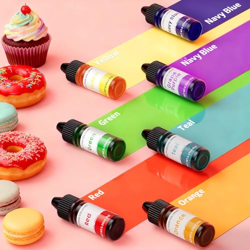 Image of Gel Food Coloring Rainbow Edible Food Dye Set for Baking Royal Icing Cookie Supplies Gluten Free 7x6g Food Grade Liquid Food Color Kit, 0.25 Fl. Oz /Bottles