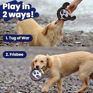 PAWSPIK® Frisbee Tug-of-War Disc Toy, Eco-friendly Recycled Material, Squeaker Toy for Medium and Large Dogs, for Throwing & Fetching 8.5″ Diameter (Sleepy Sloth)
