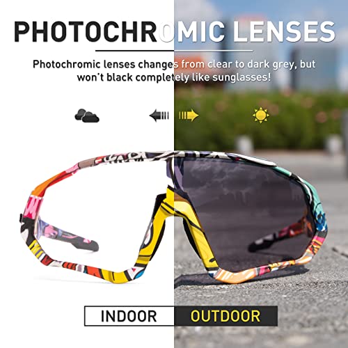 Image of KAPVOE Photochromic Cycling Glasses Men Women Mountain Bike Sunglasses Clear MTB Bicycle Riding - Pack of 1