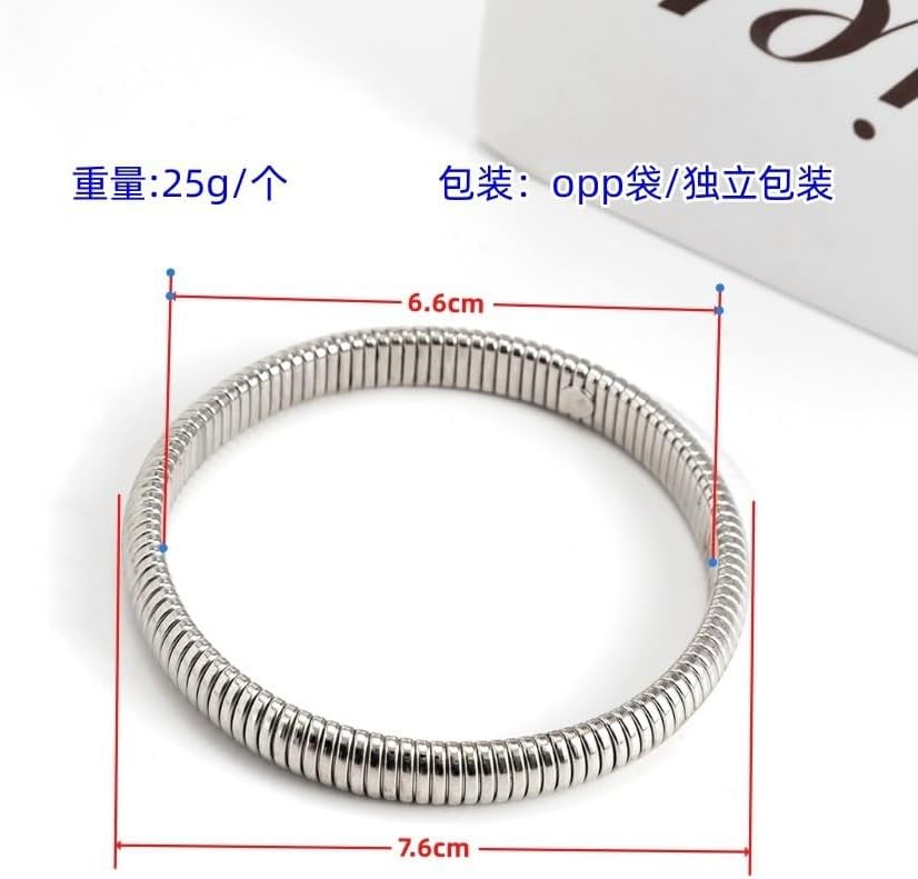 Pingyongchang Gold Silver Chunky Bangle Stretch Bracelets For Women Men 14K Gold Filled Stainless Steel Bracelet Stretchy Link Chain Bracelet Wide Wristband Non Tarnish Trendy Jewelry Set of 3 - Image 2