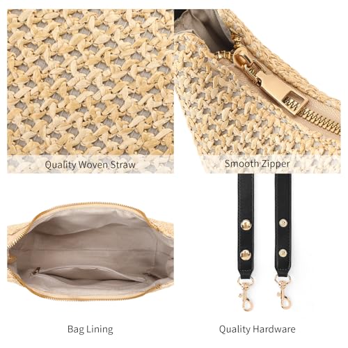 Image of RNIEGA Small Straw Beach Bags for Women Summer Shoulder Bag Woven Tote Purse for Vacation Daily