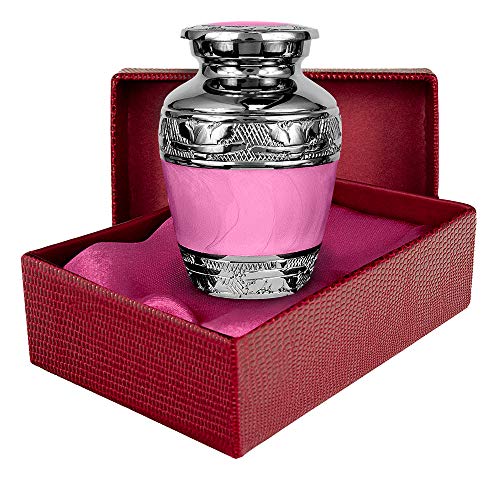 Hugs and Kisses Light Pink Small Keepsake Urn for Human Ashes - Qnty