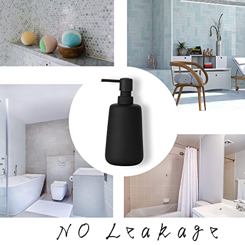 Abbi Nimo Matte Black Hand Soap Dispenser For Bathroom Countertop, 13 Oz Soft Touch Ceramic Soap Dispenser For Kitchen, Refillable Lotion Dispenser With Rubber Paint #TOP2