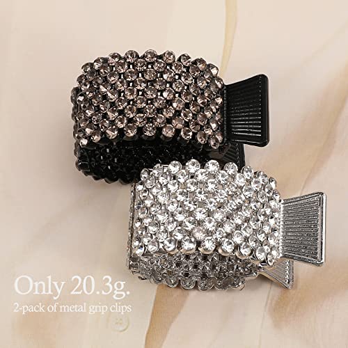 Boobeen 2 Pcs Rhinestone Hair Clip - Ponytail Buckle Hair Clip Nonslip Metal High Ponytail Claw Clip, Strong Hold For Thick Hair - Fashion Accessories For Women And Girls #TOP3