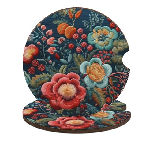 Portavasos para carro con diseño flores y bayas 2 pack miniatura 1