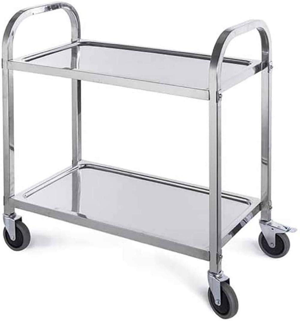 MFRELMNZG Metal Rolling Serving Trolley Cart with Lockable Wheels for Kitchen and Bathroom Storage 85 x 45 x 90cm