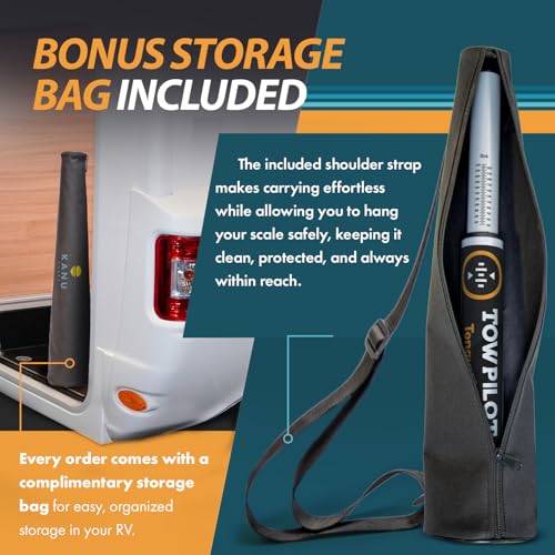 towpilot lite rv trailer tongue weight scale  2200 lbs measurement capacity includes waterproof travel storage bag  essential hitch weighing safe towing tool accessories kit for mobile camper truck