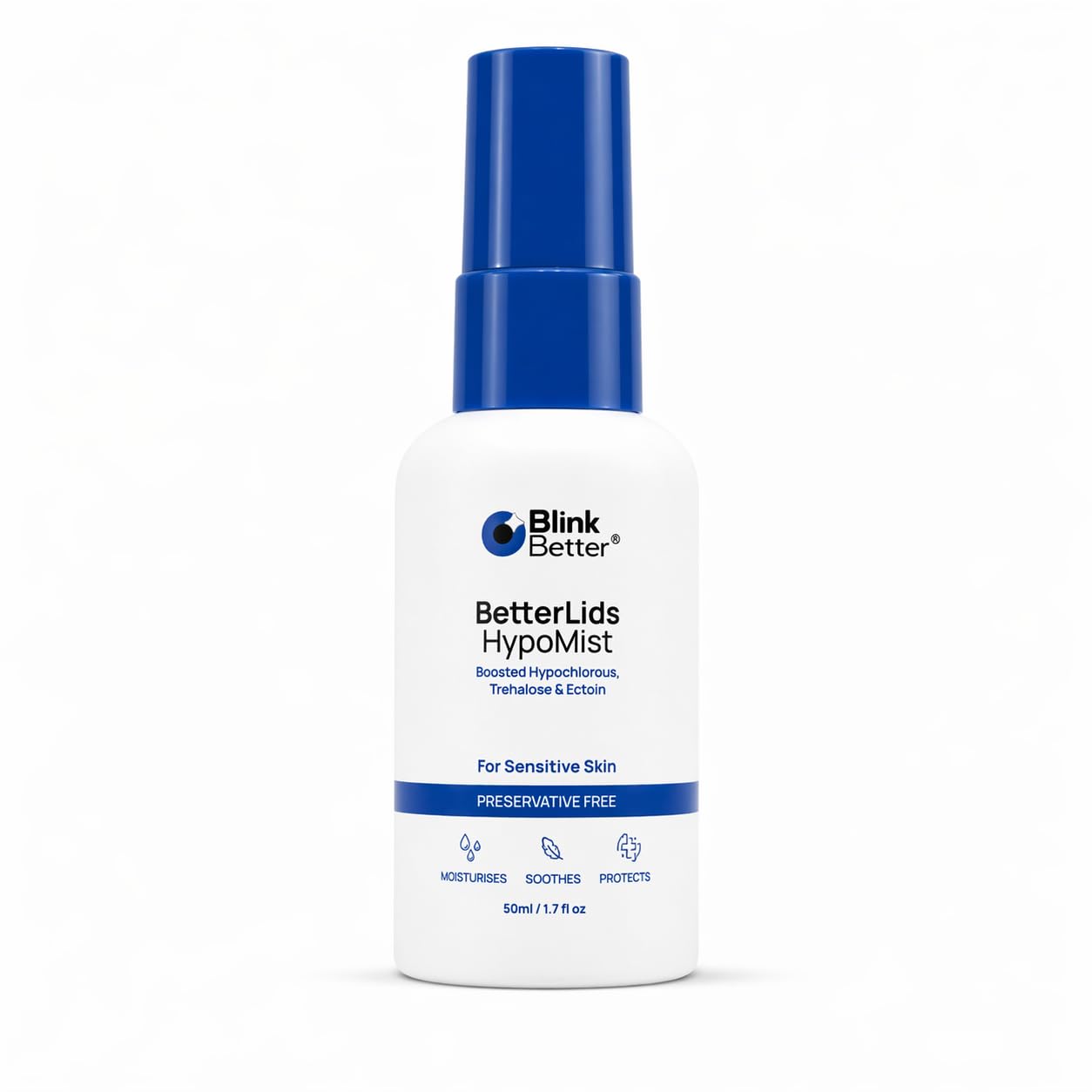 BlinkBetter BetterLids Boosted Hypochlorous Acid Eyelid Spray – Gentle Non-Sting Eyelid Cleanser Mist with Ectoin & Trehalose for Blepharitis, Dry and Itchy Lids – Daily Lid Hygiene Eye Spray, 50 ml