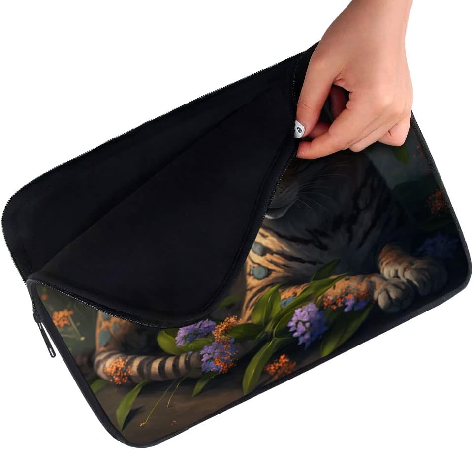 Cat Flowers iPad Sleeve - Beautiful Tablet Sleeve - Graphic Carrying Case - 13 inches