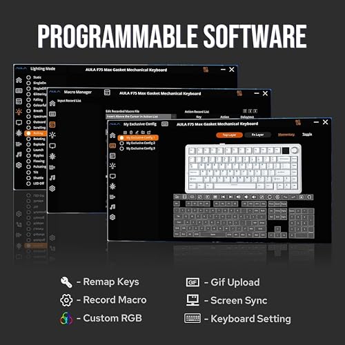 Aula F75 MAX 75% Layout Mechanical Gaming Keyboard, Gray - Image 7