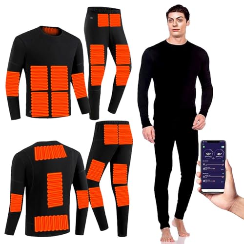 Heated Thermal Underwear Set for Men and Women, Electric Base Layer with App Control, for Hunting, Dog-Walking, Shoveling
