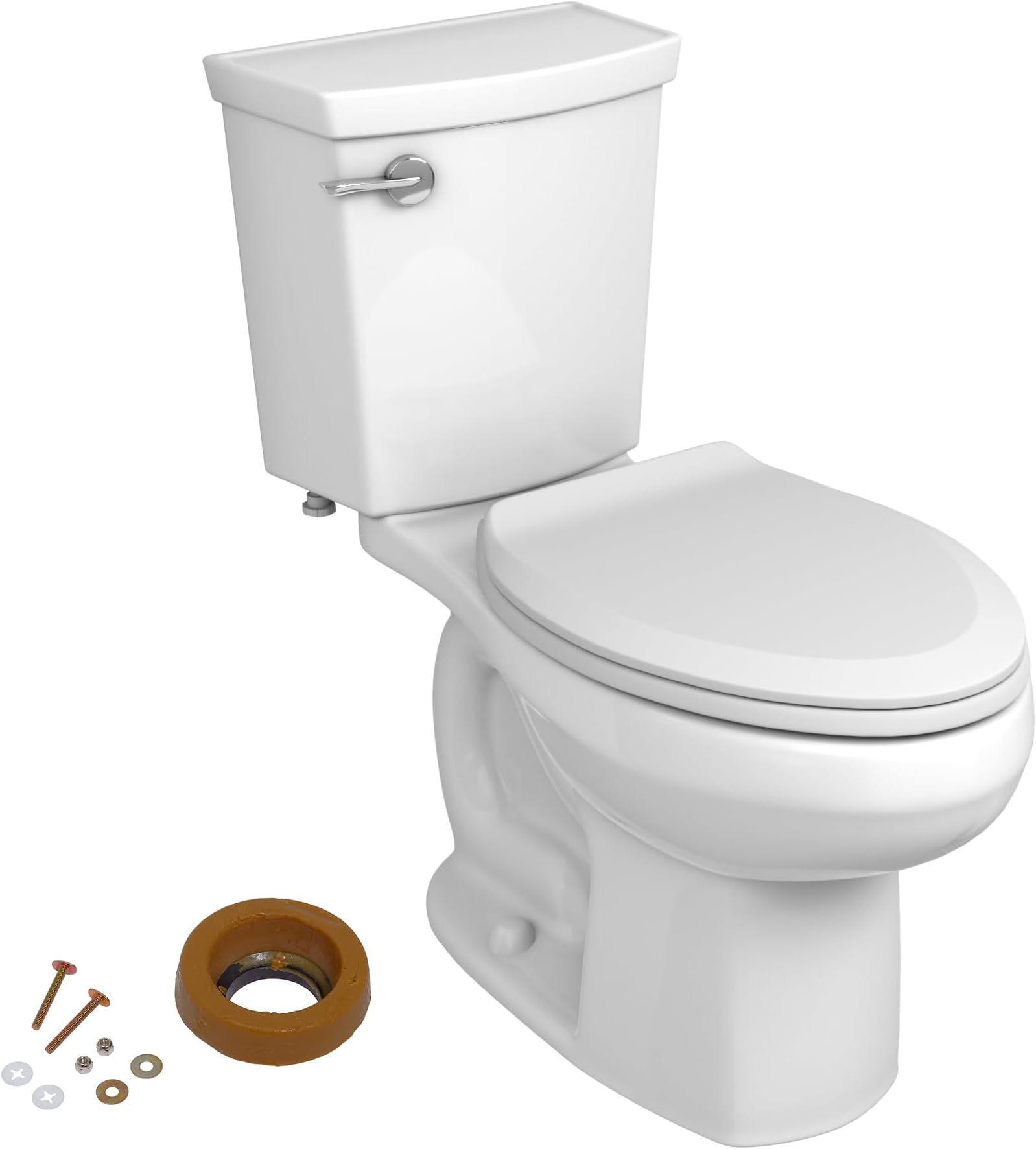 606AA001.020 H2Optimum Two-Piece Toilet with Toilet Seat and Wax Ring, Elongated Front, Chair Height, White, 1.1 gpf