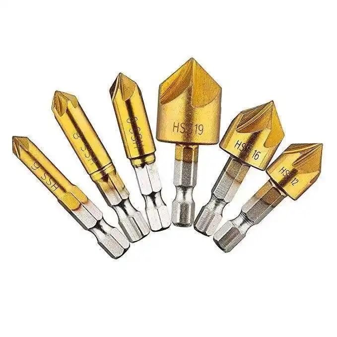 EZ LIVING 6pcs drill bits set for shank chamfer for wood metal work Top Countersink Drill Bit Set Options for Precision Woodworking