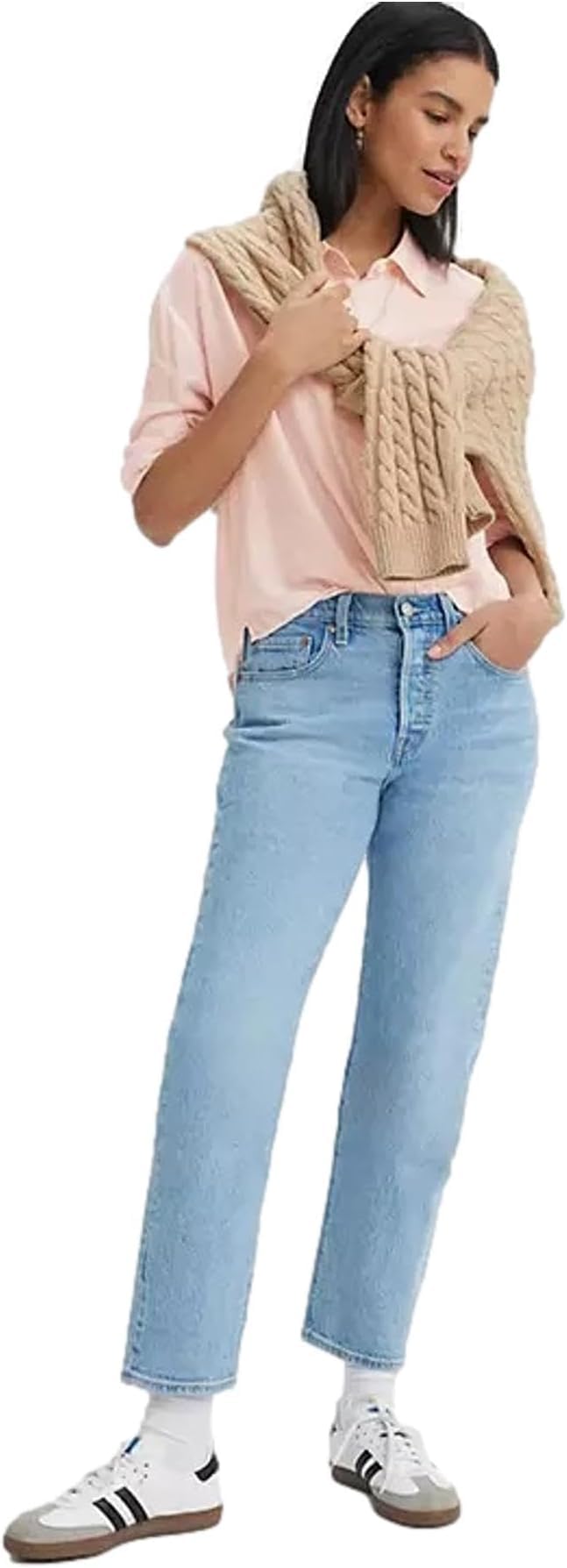 Levi's Damen Jeanshose 501 Crop High Rise, Straight Fit, Blau (Never Fade), W29/L26