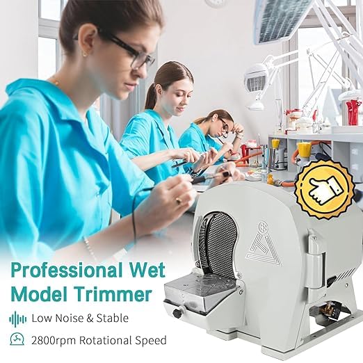 Model Trimmer, Dental Wet Model Trimmer with Abrasive Diamond Disc Wheel Lab Equipment, Abrasive Diamond Disc Wheel Gypsum Dressin Machine High Torque Enlarged Windows Adjustable Angle