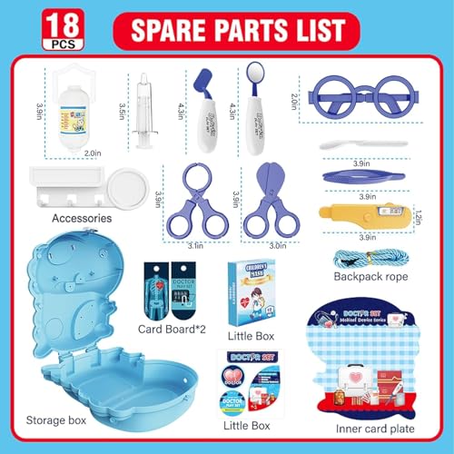 Image of Doctor Kit for Toddlers 2-7 Years Old - 18 Pcs Dinosaur Kids Doctor Play Set, Preschool Pretend Play Medical Kit with Carrying Bag, Toys for Age 2-7, Gifts for Boys Girls for Role Play