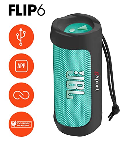 Image of JBL FLIP 6 Waterproof Portable Speaker Bundle with gSport Silicone Sleeve (Teal)