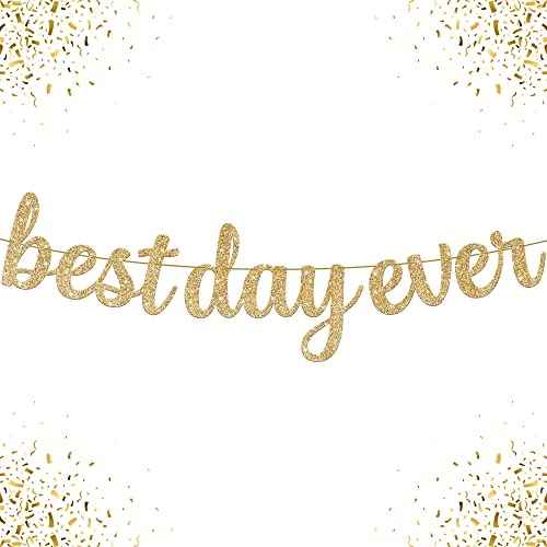 Image of Katchon, Gold Glitter Best Day Ever Banner - 10 Feet, No DIY | Best Day Ever Sign Grad Banner, Graduation Decorations 2026 | Congratulations Banners, Graduation Party Decorations Grad Banner