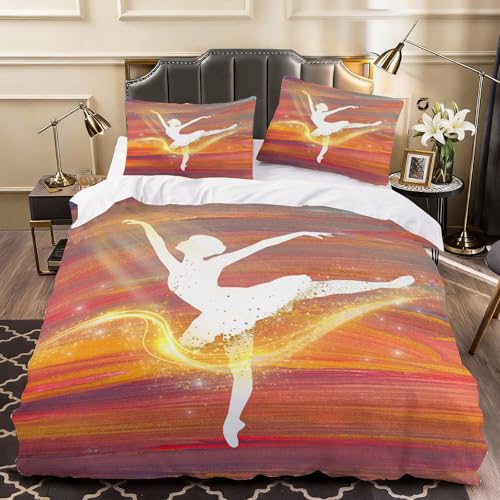 Funda Nordica Cama 80/90 Ballet 3D Funda Nórdica Edredon 135x200 cm Multicolor con 2 x Funda de Almohada 3 Piezas Ropa de Cama de Microfibra Suave