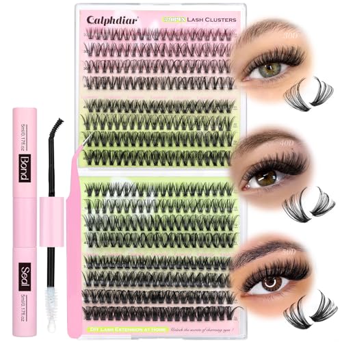 Cluster Lashes Kit Wispy Eyelashes Individual Kit 320PCS DIY Lash Extensions Kit D Curl 30D+40D+50D Lash Clusters 10-16mm Eyelash Extension Kit with Bond and Seal Lash Kit by calphdiar