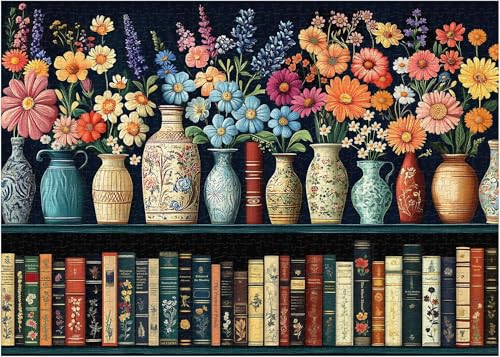 Image of iDream 1000 Pieces Jigsaw Puzzle - Artistic 3D Design, Colorful Wall Decor, Challenging Puzzle Gift for Friends & Family (Petals & Pages)