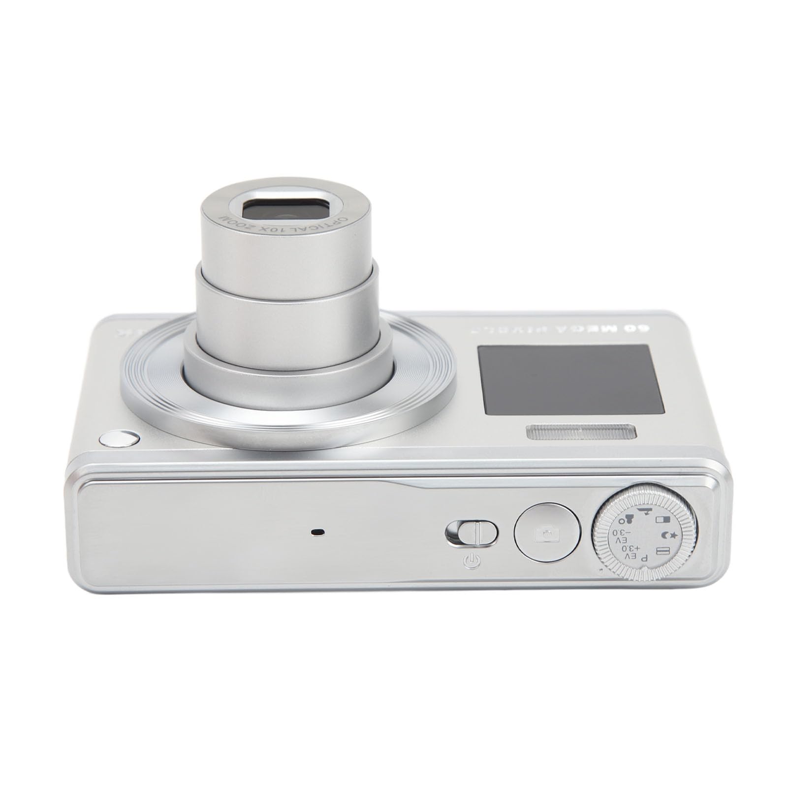 SIXRUN 4K Digitalkamera, FHD 60 MP Vlog Kamera, 2,88 Zoll IPS Bildschirm Kamera Fotokamera, Autofokus Fotoapparat Digitalkamera, für Erwachsene, Anfänger (Silver)