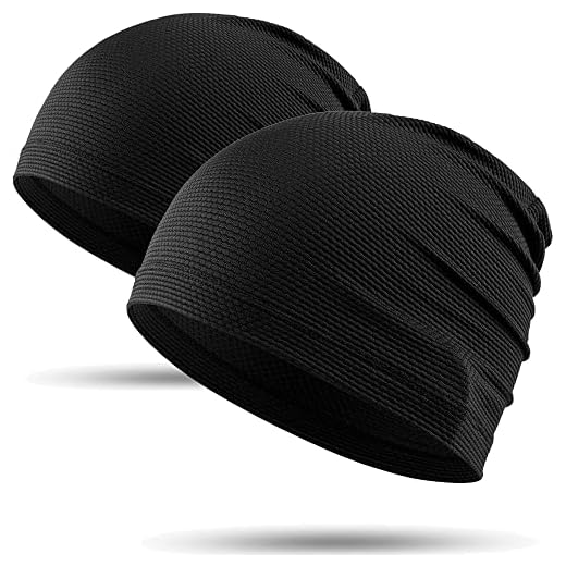 WTACTFUL 2pcs - Rafraîchissant Bonnet d'été Cyclisme Homme - Bonnet Crâne Léger avec Protection UV - Séchage Rapide pour Vélo, VTT, Randonnée, Course à Pied et Tous Sports Noir + Noir