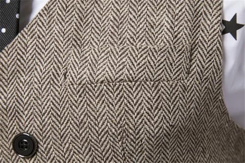 Men Formal Herringbone Fitness Sleeveless Double Breasted Wedding PlSize Vests4