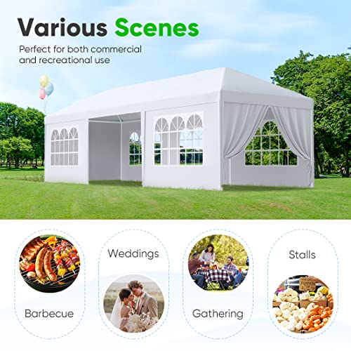 Quictent 10'X30' Heavy Duty Party Tent Patio White Wedding Gazebo Outdoor Carport Canopy Shade With 8 Removable Walls #TOP4