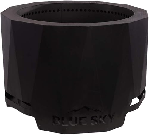 Miniatura 13 de Blue Sky Outdoor Living Fogata de acero sin humo para patio de 24 pulgadas con kit de pantalla de chispas, leña y/o leña para quemar pellets