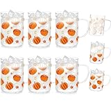 CHENGU 6 Pcs Thanksgiving Fall Glass Coffee Mugs Gifts 16 oz Color Changing Pumpkin Mugs Cute Fall Glass Cups Bulk with Handle Autumn Party Gifts for Women Men Autumn Thanksgiving Home Party Decors