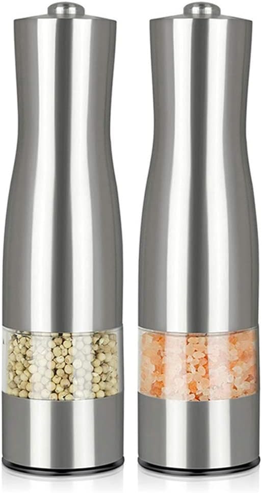 Electric Pepper Mill Stainless Steel Salt and Pepper Grinder Adjustable Ceramic with Light Automatic Spice Home Tools