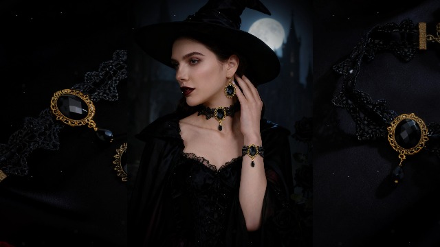 KEQAR 5 PCS Collier Choker Gothique Et Bracelets Bijoux