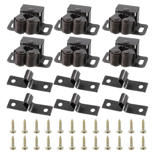 PATIKIL Verrou de Placard à Double Rouleau, 6 Ensembles de Loquets de Quincaillerie de Porte de Placard en Acier Inoxydable avec Frappe en Pointe pour Armoire...