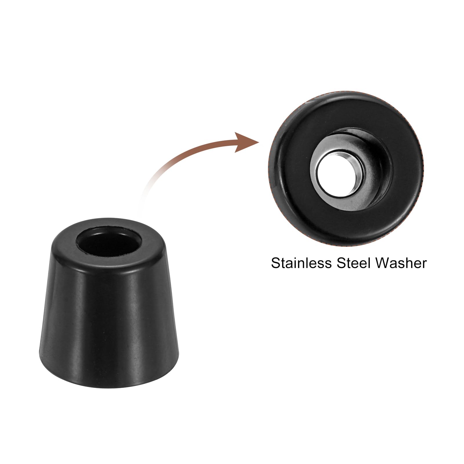 uxcell 100Pcs Rubber Bumper Feet, 17mm H x 19mm W Round Pads with Stainless Steel Washer and Screws for Furniture Appliances - Image 3