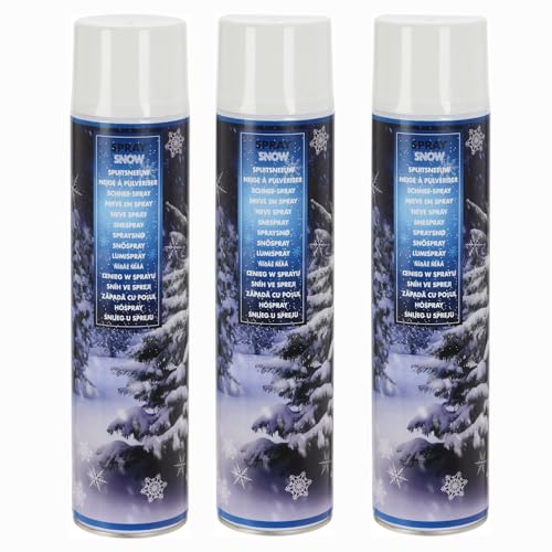 3 tlg. Set Schneespray zum Dekorieren - Dekospray - Dekoschnee - Kunstschnee Größe Schnee 3 x (600 ml Dose)
