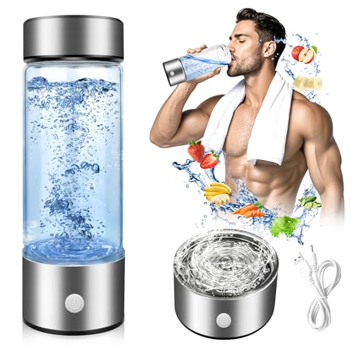 Hydrogen Water Bottle 420ML Portable Hydrogen Water Generator with 3-Minute Electrolysis USB Rechargeable SPE PEM Technology Hydrogen-Rich Water for Home Office Travel