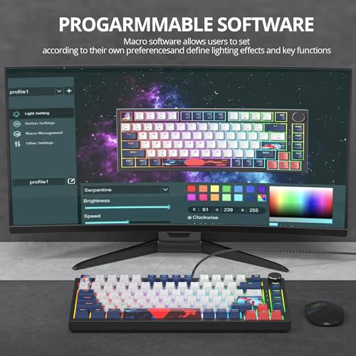 Image of 75% TKL Wired Mechanical Keyboard,RGB Backlit Gasket Mount 82 Key Hot Swappable Custom Linear Red Switch Gaming Keyboard with Volume Knob & PBT Keycaps (82 White Earth)