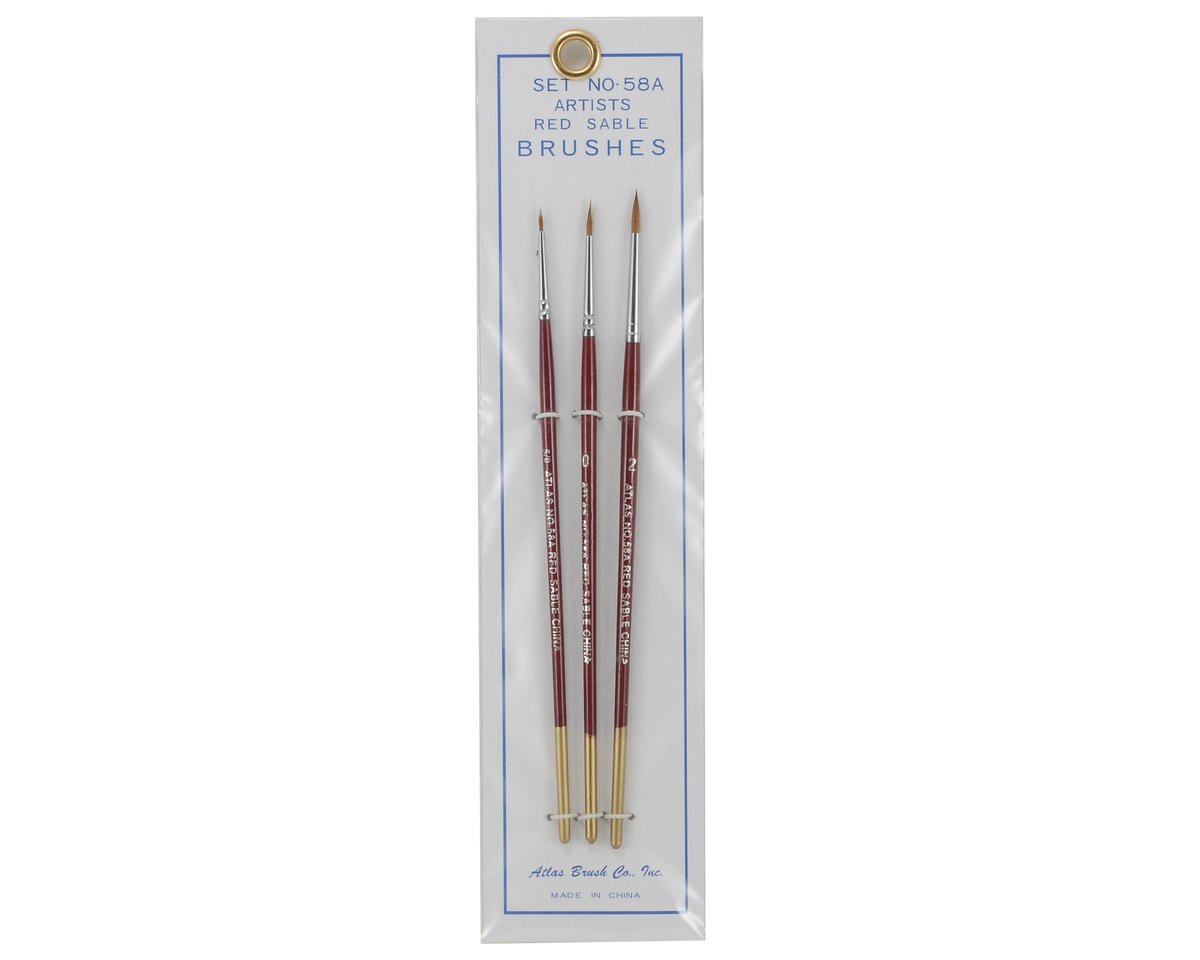 58A Red Sable 3pc Brush Set 5/0-0-2 - Image 2