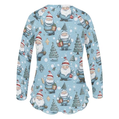 Gnome Snow Trees Girls Long Sleeve Swimsuit UPF 50+ Rashguard Swimwear One Piece Bathing Suit for 3-12 212164152