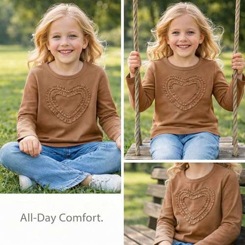 Image of Girls' Heart-Shaped Long Sleeve T-Shirt