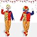 Funtery 7 Pcs Clown Costumes Set Includes Shoes, Nose, Hat, Wig, Gloves for Adults Carnival Clown Costumes