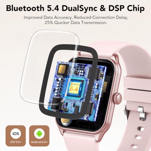 Miniatura 7 de Reloj Inteligente Mujer-3 Correas, Llamadas Bluetooth y Voz AI, Whatsapp Notificación,1.83" Smartwatch Mujer con SpO2 Pulsómetro Monitor de Sueño,120+Modos Deportes, Impermeable IP68 para iOS/Android
