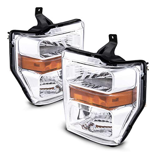 Super Duty F250 Truck Headlight Housing from Torchbeam, Replacement Headlight Assembly for 2008-2010 F250 F350 F450 Truck, Amber Reflector Clear Lens Driver and Passenger Side