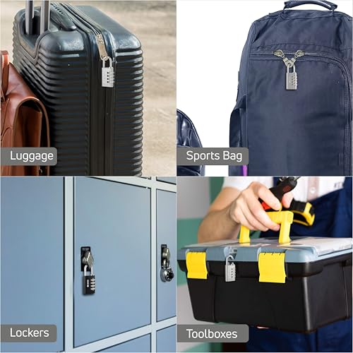 Image of AIDO 4-Digit Luggage Locks Pack of 2 | 40mm Number Locks for Door, Suitcase, Travel Bags, Sports Bags & Backpacks | Small Combination Padlocks for Locker & Tool Box | Water Resistant | 2 yr Warranty